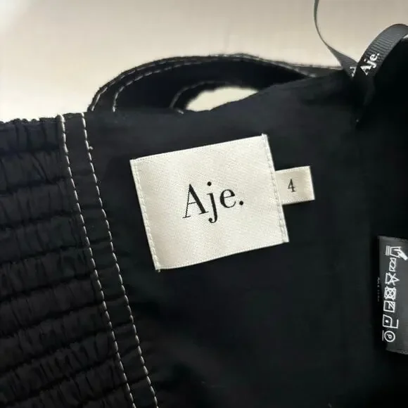 Aje Quietude Linen Bandeau Top Black Size 0